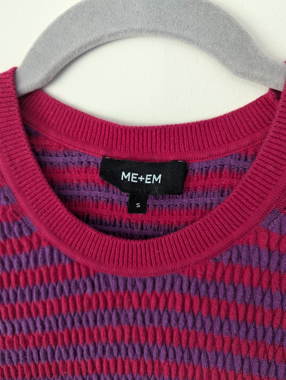 ME+EM Cotton Smocked Knit Top in Bright Rose/Deep Orchid - Picture 2 of 8